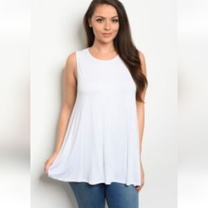 Elegant Sleeveless White Tank Flowy Rayon Spandex Tank Top | Layering Essential